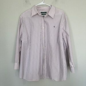 Lauren Ralph Lauren Non Iron Button Up Shirt Women's 3X Striped